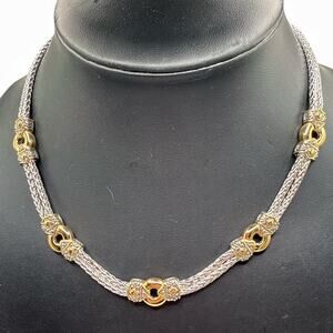 John Medeiros Double Strand Necklace in Rhodium and 14K Gold 16”